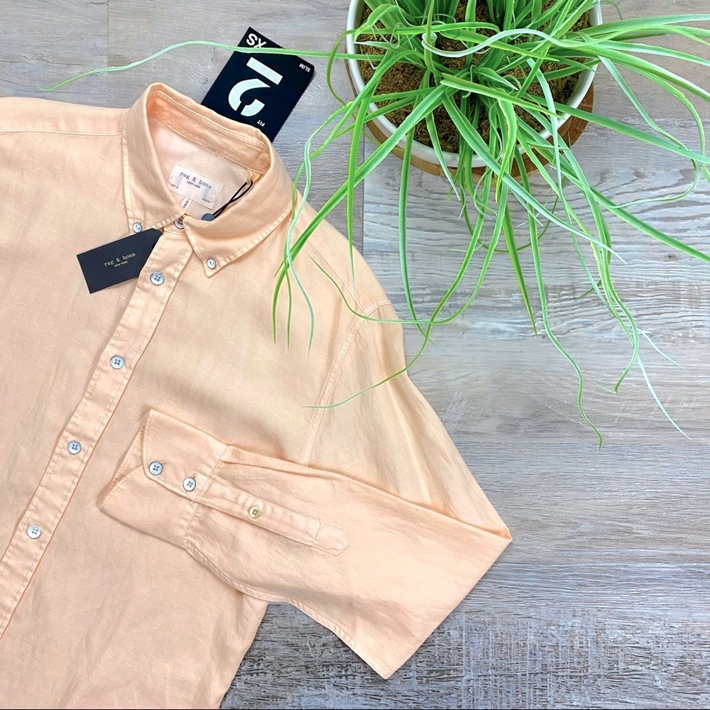 Rag & Bone Fit 2 Tomlin Linen Shirt in Peach - Picture 16 of 16